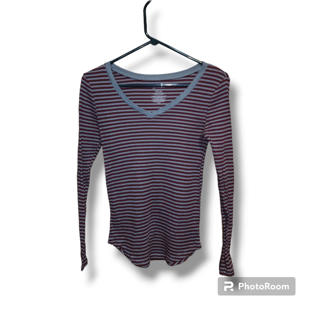 Red and Gray long-sleeved shirt